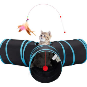 Túnel Para Gatos 3 Vías Plegable Con Mirilla Juguete Interio 3-way Blue