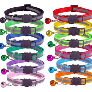 Collar Reflectante Para Gatos 12 Piezas Ajustable Y Seguro Varios Colores Nombre Del Diseño Tamaño Del Collar