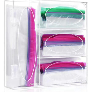 Organizador Acrílico Para Bolsas Ziplock Dispensador 28 Cm Transparente Diseño De La Tela