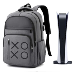Mochila Gaming Grande Gris Con Carga Usb Para Ps5 Y Accesori Gris