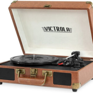Tornamesa Bluetooth Bocinas Maletin Vintage Tocadiscos Vinyl Color Café