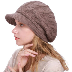 Gorro De Invierno Tejido Para Mujer Con Visera Suave Y Cálid B-café Talla Diseño De La Tela