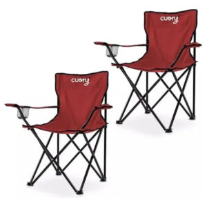 Set De 2 Sillas Plegables Camping Jardín Lona Impermeable Ro Rojo