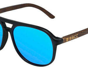 Lentes De Sol Polarizados Uv400 Cuadrados De Madera Unisex Diseño Negro Mate/azul Espejo/café Azul Espejo Color Del Armazón Color De La Varilla