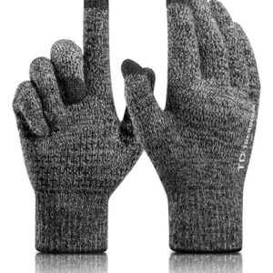 Guantes De Invierno De Punto Táctiles Forro Térmico Elástico Black/grey Talla