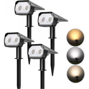 Focos Solares Led De Jardín 4 Piezas 6 Modos Impermeables Color De La Luz