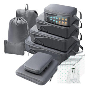 Bolsa Organizadora De Viaje 18 Piezas Impermeable Gris Gris