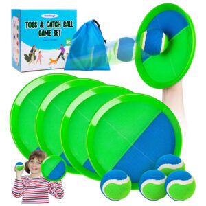 Juego De Lanzar Y Atrapar Para Niños 4 Palas 4 Bolas Verde A Verde Azul Nombre Del Diseño