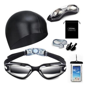 Kit De Natación 7 En 1 Gafas Ajustables Protección Uv Y Acce Negro