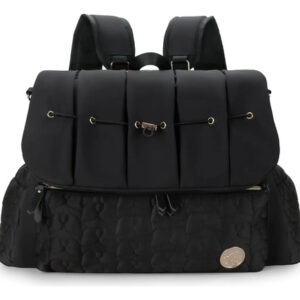 Mochila Para Pañales Negra Elegante Con Cambiador Funcional Negro Diseño De La Tela