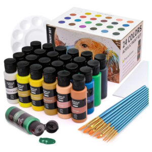 Kit De Pintura Acrílica 24 Colores 59ml Con Pinceles Y Lienz Multicolor