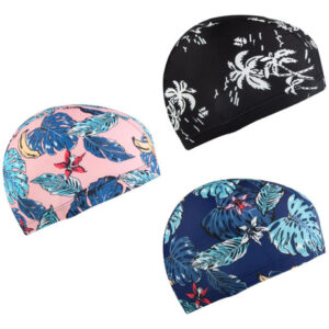 Gorra De Natación Poliester Para Adultos Estampadas 3 Piezas Tres Colores Diseño De La Tela Talla