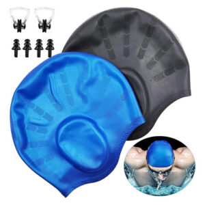 Gorros De Natación Silicona Para Cabello Largo Con Tapones Color Diseño De La Tela Talla