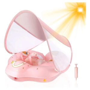 Flotador Inflable De Piscina Para Bebé Con Toldo Rosa 3 A 36 Rosado