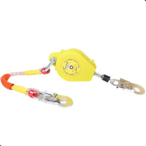 Cuerda De Seguridad Retráctil 5.2m Con Doble Gancho Y Acero Amarillo