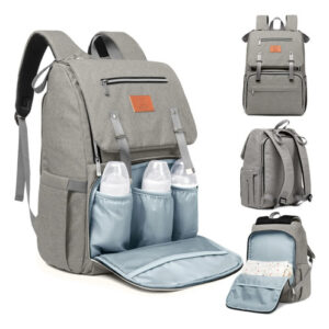 Mochila Impermeable Para Pañales Grande Color Gris Para Bebé Classic Gray Diseño De La Tela