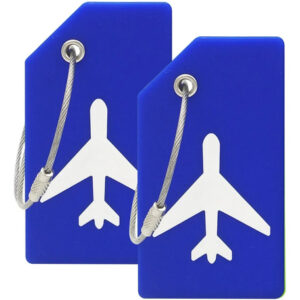 Etiqueta De Equipaje Silicona 2pack Azul Flexible Rectangula Azul Nombre Del Diseño