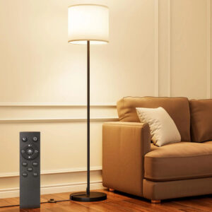 Lámpara De Pie Regulable Con Foco Led 12 W Color Negro Lino/blanco Color De La Estructura