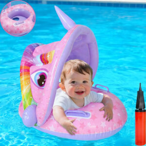 Flotador Inflable Para Niños Con Toldo Upf50 Bomba Incluida Color 1