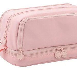 Estuche Para Lápices Rosa Gran Capacidad 4 Compartimentos Mo