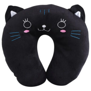 Almohada De Viaje En U Soporte Para Cuello Gato Negro 28 Cm Negro, Gato Negro Diseño De La Tela