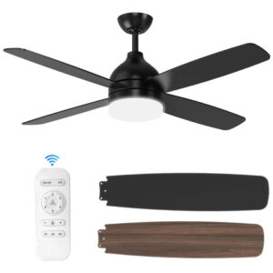 Ventilador De Techo Negro Con Luces Regulables Y Control Rem 0 Mm Frecuencia Color De La Estructura Color De Las Aspas Material De Las Aspas 0