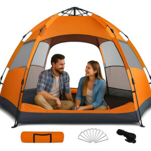 Tienda De Campaña Domo Para 3-4 Personas Impermeable Naranja Naranja