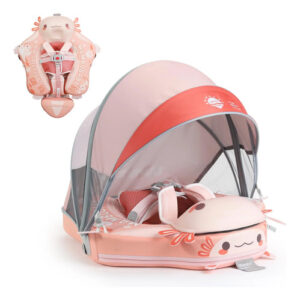 Flotador Para Bebé Rosado Con Toldo Uv Entrenador Natación 3 Rosado