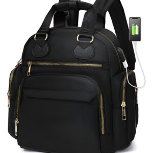 Ilcolpo Mochila Pequena Para Panales Con 13 Bolsillos, Mochi Negro Liso