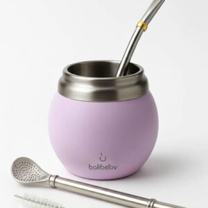 Kit De Yerba Mate Rosa Con Taza Y Bombilla Acero Inoxidable