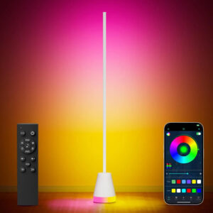 Lámpara De Pie Led Rgb Inteligente Control Remoto Moderna 17 Blanco Color De La Estructura