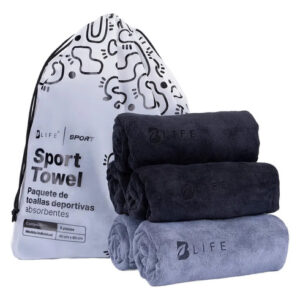 Toallas De Microfibra Deportivas 5 Pzas Absorbentes Secado R Negro/gris Nombre Del Diseño