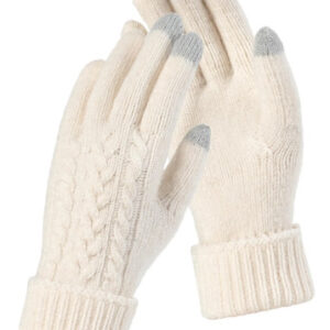 Guantes De Invierno De Lana Merina Para Mujer Térmicos Suave Beige Talla Diseño De La Tela
