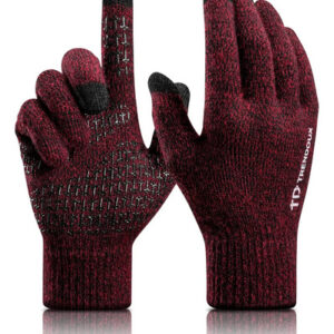 Guantes De Invierno De Lana Merino Táctiles Y Antideslizante Black Red Talla