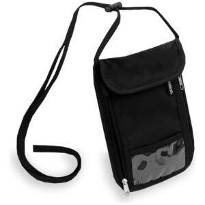 Funda Para Cuello Y Pasaporte Con Bloqueo Rfid Negra 19 X 14 Color Diseño De La Tela