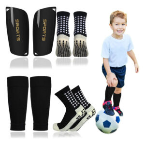 Espinilleras Y Calcetines Fútbol Antideslizantes 4pzas Chica Talla Negro