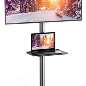 Perlesmith - Carrito De Tv Móvil Con Ruedas Para Televisor Lcd Led Oled De 23 A 60 Pulgadas, Visualización Plana Curvada... Negro