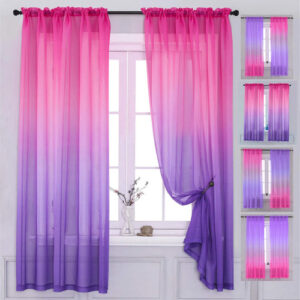 Cortina Traslúcida Rosa Morado 160x160 Cm Para Recámara Y Sa Color