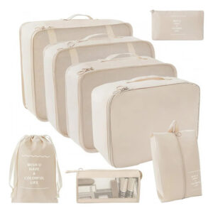 Organizadores De Viaje Impermeables 8pcs Beige Para Maletas Beige