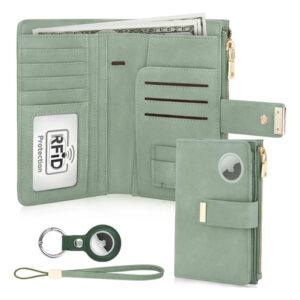 Soporte Para Pasaporte Con Airtag Y Bloqueo Rfid Verde Color Diseño De La Tela