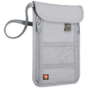 Cartera De Cuello Rfid Gris Ultra Delgado Unisex 20x14 Cm Color Diseño De La Tela