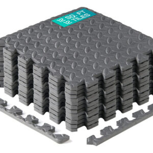 Tapete De Ejercicio Grueso Antideslizante 12 Pies Cuadrados Gris