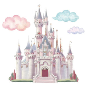 Calcomanías De Pared Castillo De Princesa Vinilo Rosa 32 Cm Rosa