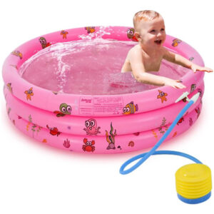 Piscina Infantil Hinchable Redonda 130 Cm Rosa Con Bomba Rosa