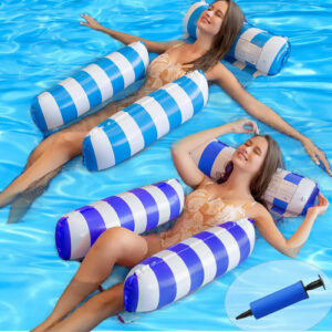 Hamaca Inflable Para Piscina 4 En 1 Paquete De 2 Adultos 120 3 Válvulas(azul Y Morado )