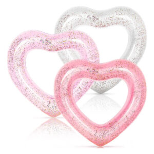 Anillos Inflables Para Piscina Forma De Corazón 3 Colores 12 Rosa Blanco