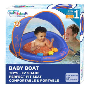 Flotador Para Bebé Con Dosel Ajustable Azul Naranja 6 A 24 M Royal/orange Baby Float W/canopy