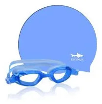 Set De Natación Azul Con Gorra Y Gafas Resistente A Golpes Azul Diseño De La Tela Talla