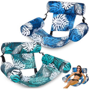 Flotadores Inflables Para Adultos Hamaca De Agua Color Hojas Hojas Tropicales(azul+verde)