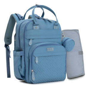 Mochila Para Pañales Impermeable Unisex Azul Claro Color Diseño De La Tela Liso